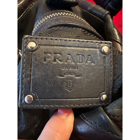 Prada Vitellino Mordo Hobo Shoulder Bag in Black/ Purple - Picture 7 of 11